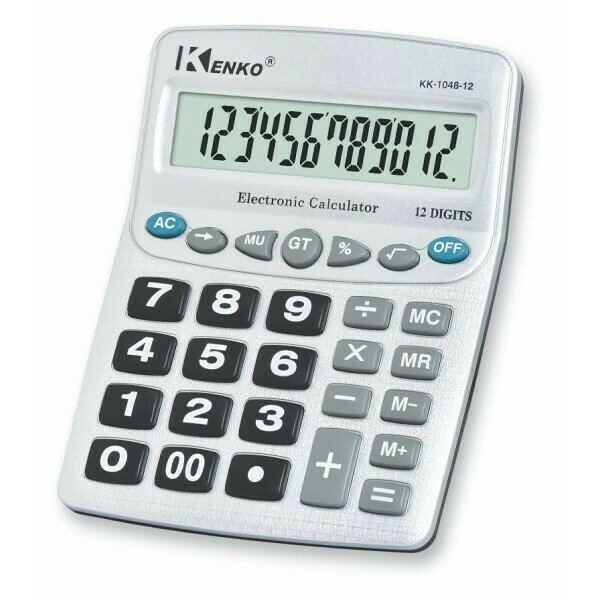 Kenko Αριθμομηχανή KK-1048-12 12 Ψηφίων σε Γκρι Χρώμα